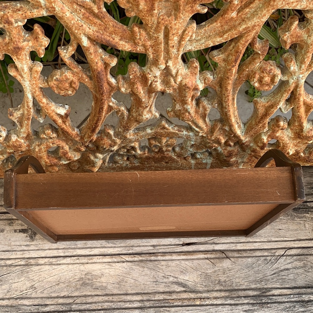 Vintage Glass Framed Dove Cross-Stitch Wooden Tray - Picture 8 of 11